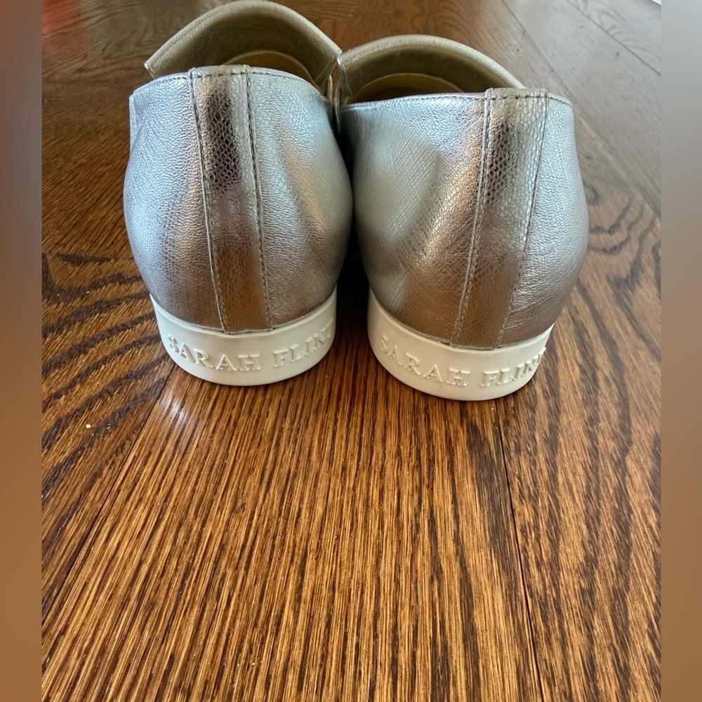 Sarah Flint Metallic Silver Leather Loafers - Picture 3 of 5